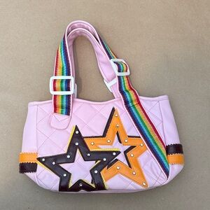Vintage Y2K Pink Quilted Star-Embellished Women's Bag